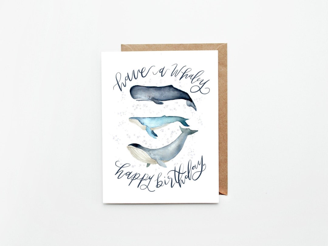 Funny Whale Birthday Card / Have A Whaley Happy Birthday / Gift / Boho ...