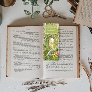 Secret Garden Quote Bookmark. Frances Hodgson Burnett. Book Lover Gift. Fantasy Books. Watercolor. Spring Flowers. Reader Present. Bookish. image 5