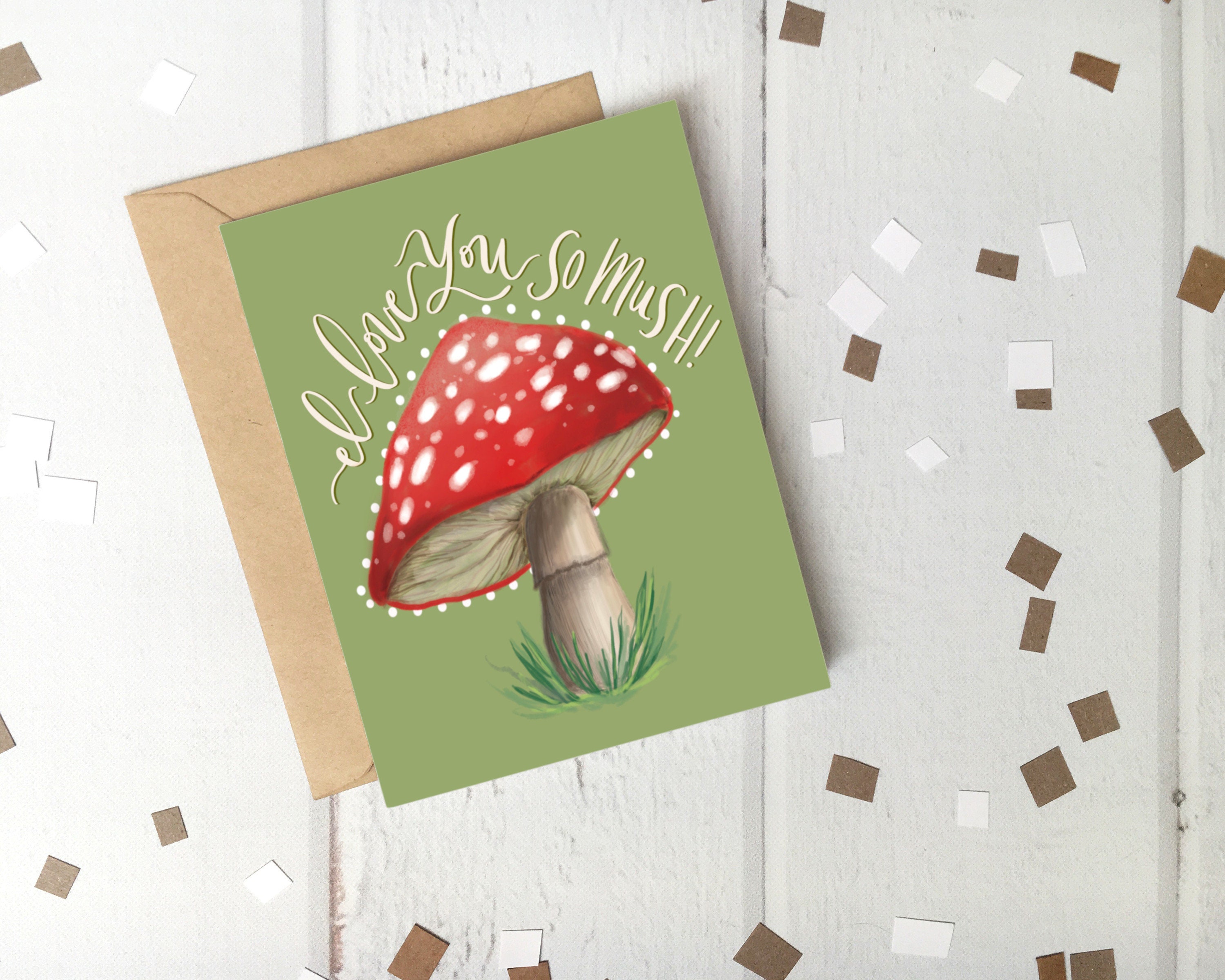 Cute Red Mushroom Fungi I Love You Valentine's Day Wrapping Paper Sheets, Zazzle