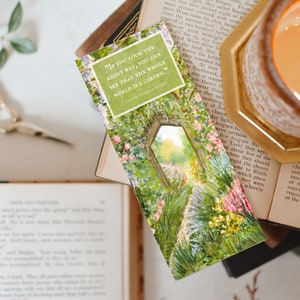 Secret Garden Quote Bookmark. Frances Hodgson Burnett. Book Lover Gift. Fantasy Books. Watercolor. Spring Flowers. Reader Present. Bookish. image 4