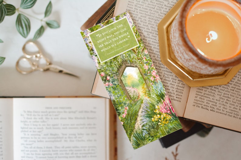 Secret Garden Quote Bookmark. Frances Hodgson Burnett. Book Lover Gift. Fantasy Books. Watercolor. Spring Flowers. Reader Present. Bookish. image 4