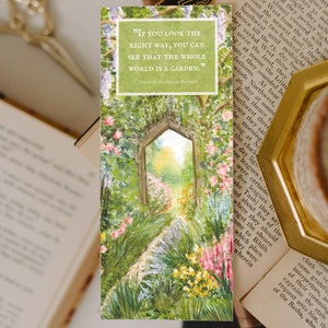 Secret Garden Quote Bookmark. Frances Hodgson Burnett. Book Lover Gift. Fantasy Books. Watercolor. Spring Flowers. Reader Present. Bookish. image 3