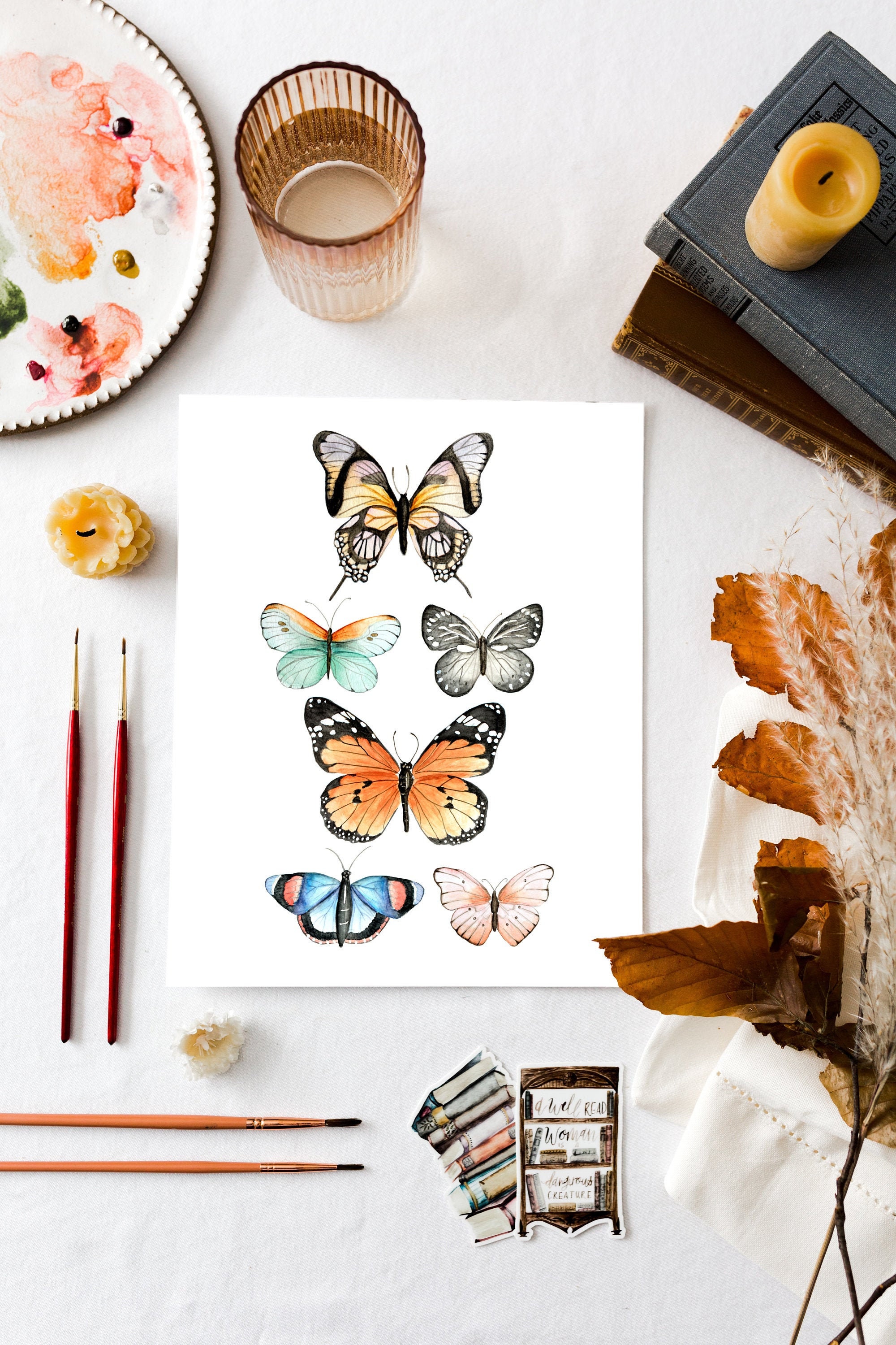 Vintage Butterfly Art Print: Watercolor Monarch Painting (8x10) - Etsy