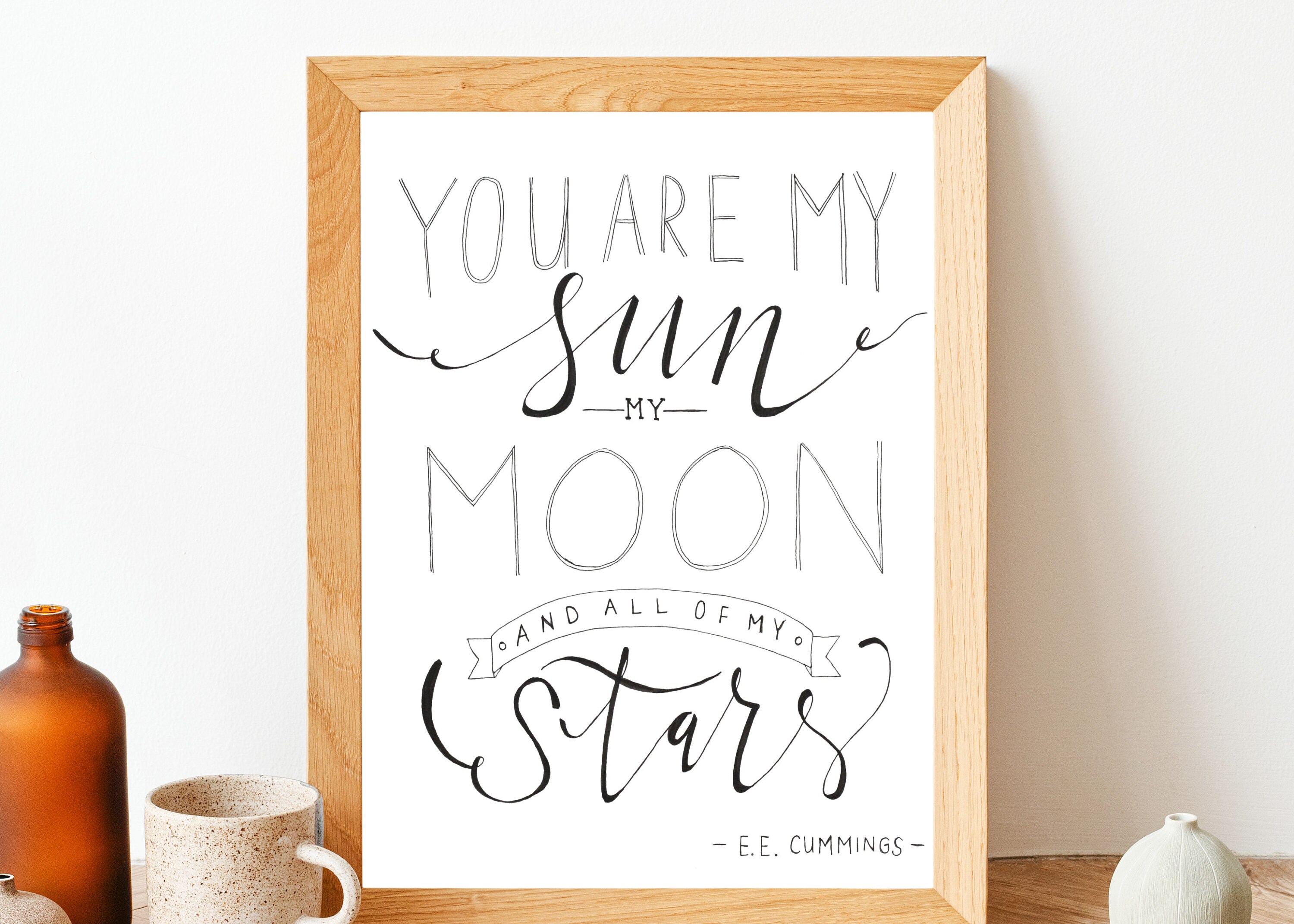 Literary Wall Art / You Are My Sun Moon and Stars // Quote / Etsy