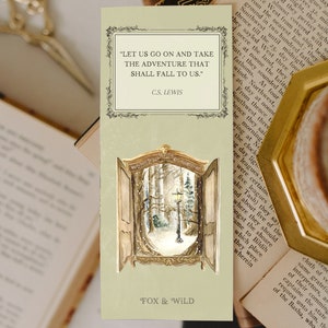 Narnia Magical Wardrobe Quote Bookmark. C.S. Lewis. Book Lover Gift. Fantasy Books. Watercolor. Winter Woodland. Reader Present. Bookish. image 3