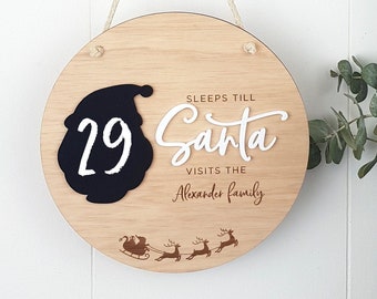Personalisierte Weihnachts-Countdown-Plakette | Schlafen bis zum Besuch des Weihnachtsmann Schildes