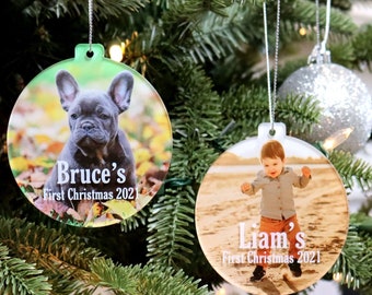 Personalised Photo Christmas Tree Ornament - clear or wooden Christmas ornaments, Christmas bauble, personalised memorial bauble