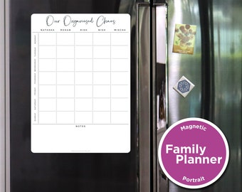 Custom Family Fridge Planner - Weekly Planner - Magnetic whiteboard calendar - Family Organiser - PORTRAIT