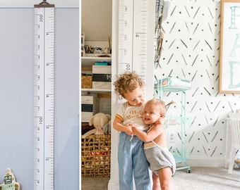 Personalized Canvas Kids Height Chart – Vintage Tape Measure Design, Wood Finish