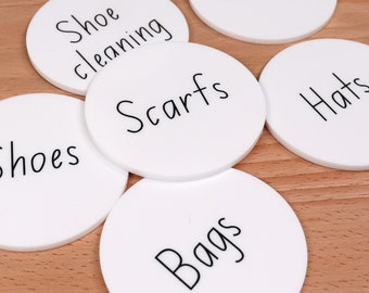 Personalised Black and White Acrylic Storage Labels - Ikea Trofast labels - Bedroom Wardrobe Labels | Toy Box Tags | Clothing Storage Labels