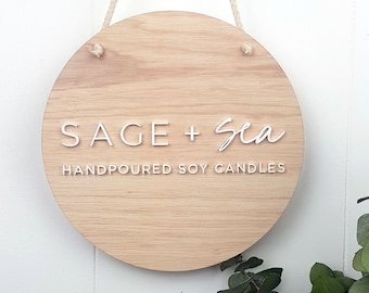Wooden and Acrylic Logo Business Sign | 3D Lettering Hanging Business Sign for Shopfronts