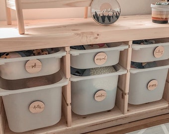 Wooden Engraved Toy Labels | Ikea Trofast Wooden Labels - Toy Box Storage Tags - Custom Text Storage Labels | Nursery, Playroom, Bedroom Tag