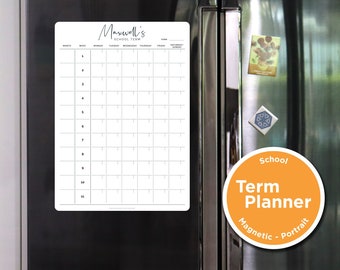 Custom School term fridge planner - magnetic whiteboard calendar - family school organiser