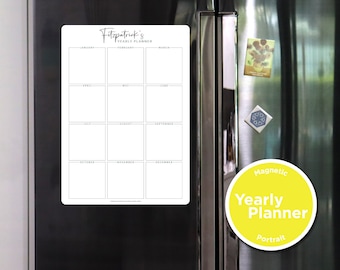 Planificador anual personalizado para nevera / Calendario anual de pizarra magnética / Organizador familiar / Organizador y calendario de cumpleaños y eventos