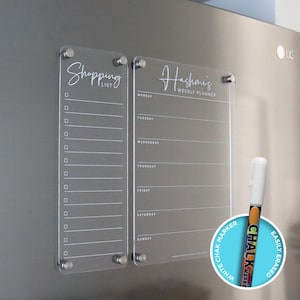 Weekly Fridge Acrylic Planner WHITE print ORIGINAL design acrylic whiteboard calendar family organiser combo image 1