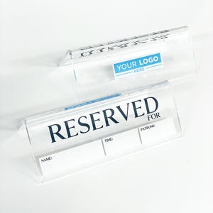 Custom Acrylic Reserved Table Sign: Restaurant Logo Whiteboard