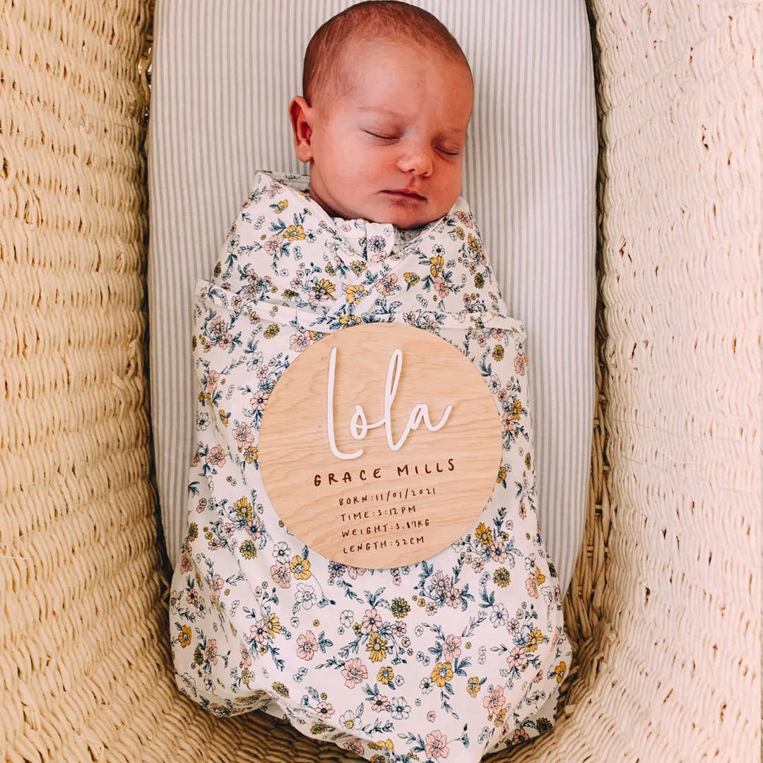 Birth Announcement Sign Personalised Baby Plaque Lasercut Timber