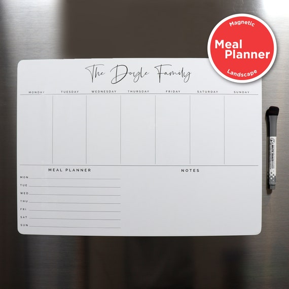 Custom Weekly Fridge Planner Meal Planner Section Magnetic Whiteboard Calendar Family Organiser LANDSCAPE Etsy