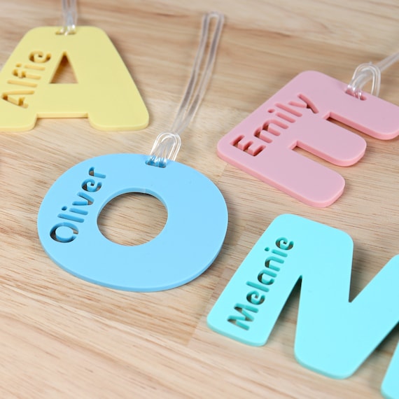 Personalised Alphabet Bag Tag Letter Kids Name Large Premium Luggage Tag Laser Cut Pastel Acrylic Bag Tag Preschool School Bag Etsy Australia
