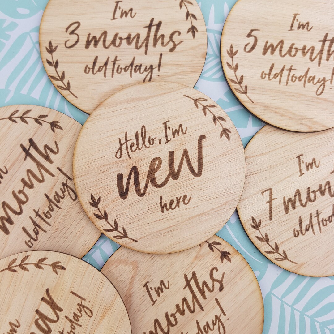 Baby Monthly Milestone Wooden Card - Set of 16 Cards Baby Shower Gift ...