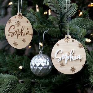 Personalised Bauble Christmas Tree Decoration - Premium Wood and 3D Acrylic Christmas Ornaments | Christmas Memorial | My First Christmas