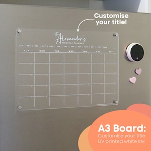 Monthly Magnetic Fridge Acrylic Planner A3 WHITE UV print ORIGINAL design acrylic whiteboard calendar family organiser fridge list A3 Board