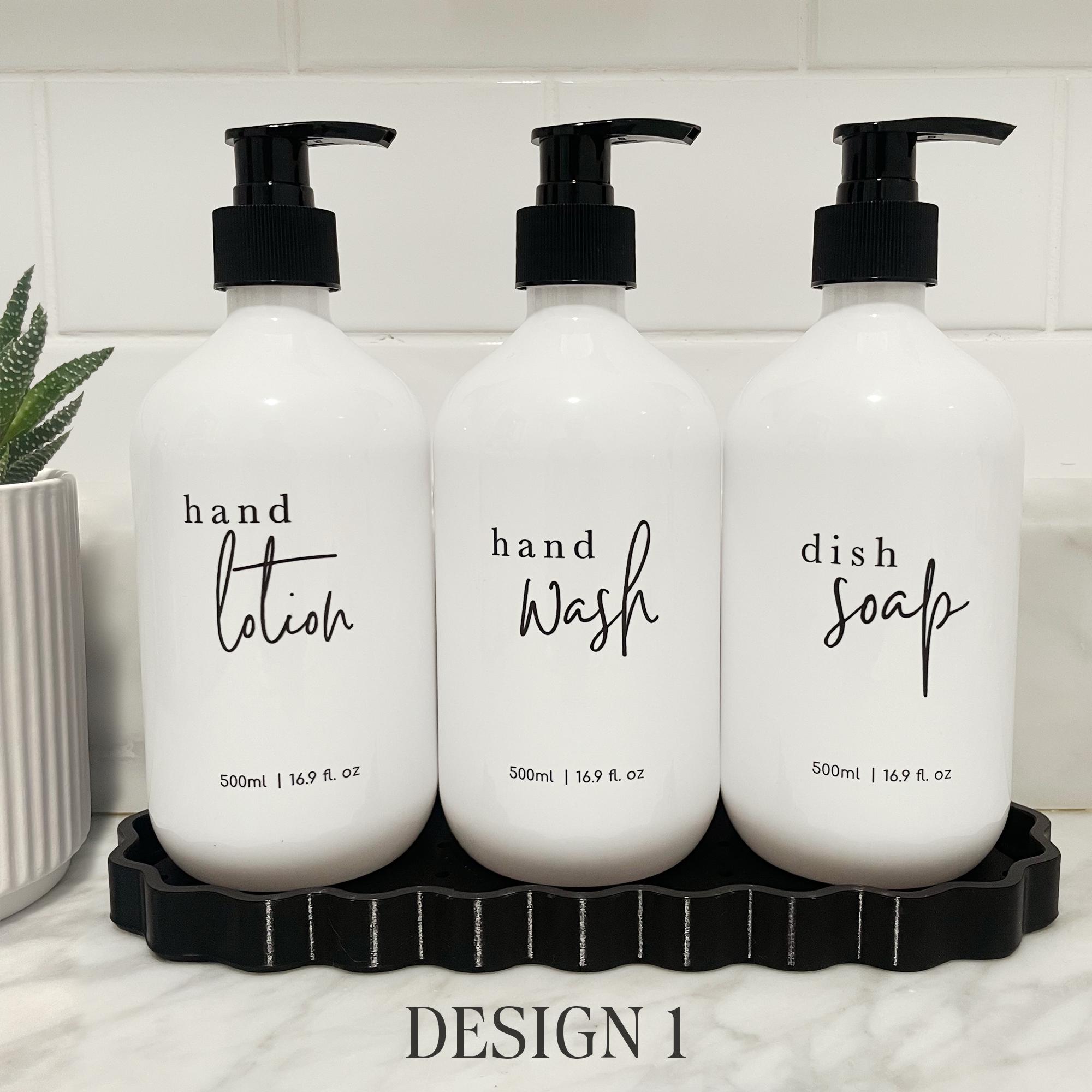 3 Piece WHITE Kitchen Bottle Set | Dish Soap, Hand Wash, Hand Lotion ...