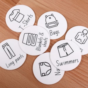 Personalised Clothing Labels with Illustrations  - Ikea Trofast Acrylic Printed Labels - Labels for wardrobe, drawers, bedroom MONOCHROME