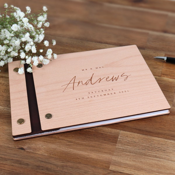 Personalised Wedding guest book, handmade wedding shower gift, wooden guest book, photo album, scrapbook, wedding keepsake