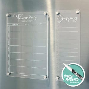 Wöchentlicher Menü-Kühlschrank-Acrylplaner - Frühstück, Mittagessen, Abendessen, Essensplaner, WEISSER Print-Planer, Einkaufsplaner