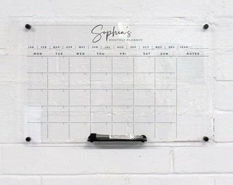 Custom wall planner - Monthly + List design - acrylic whiteboard calendar - family wall planner organiser