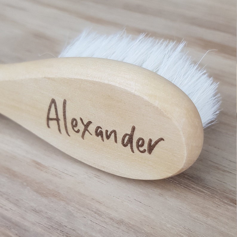 Personalised Baby Hair Brush Wooden Engraved Lasercut Timber Etsy