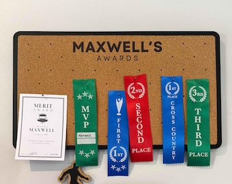 Personalised Ribbon Award Cork Board | Display Your Ribbons, Certificates and Awards