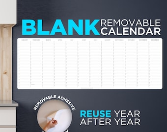 BLANK Full-Length Removable Yearly Whiteboard Planner | Reuse Year After Year