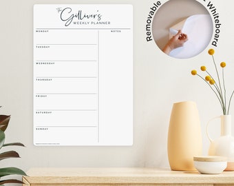 REMOVABLE Custom weekly fridge planner -  whiteboard calendar - family organiser