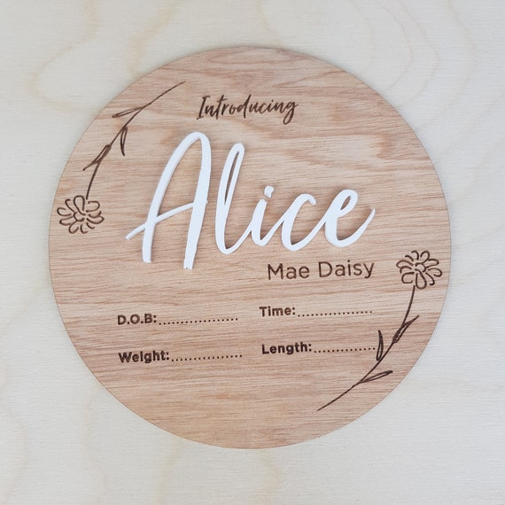 Timber baby announcement disc. Timber baby announcement disc.
