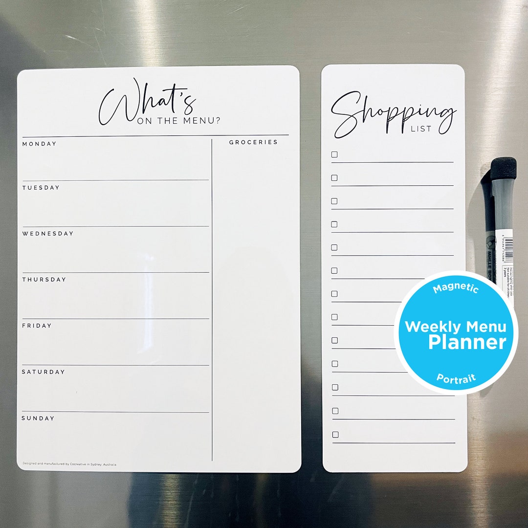 Custom Weekly Meal and Menu Planner - Magnetic Whiteboard Planner