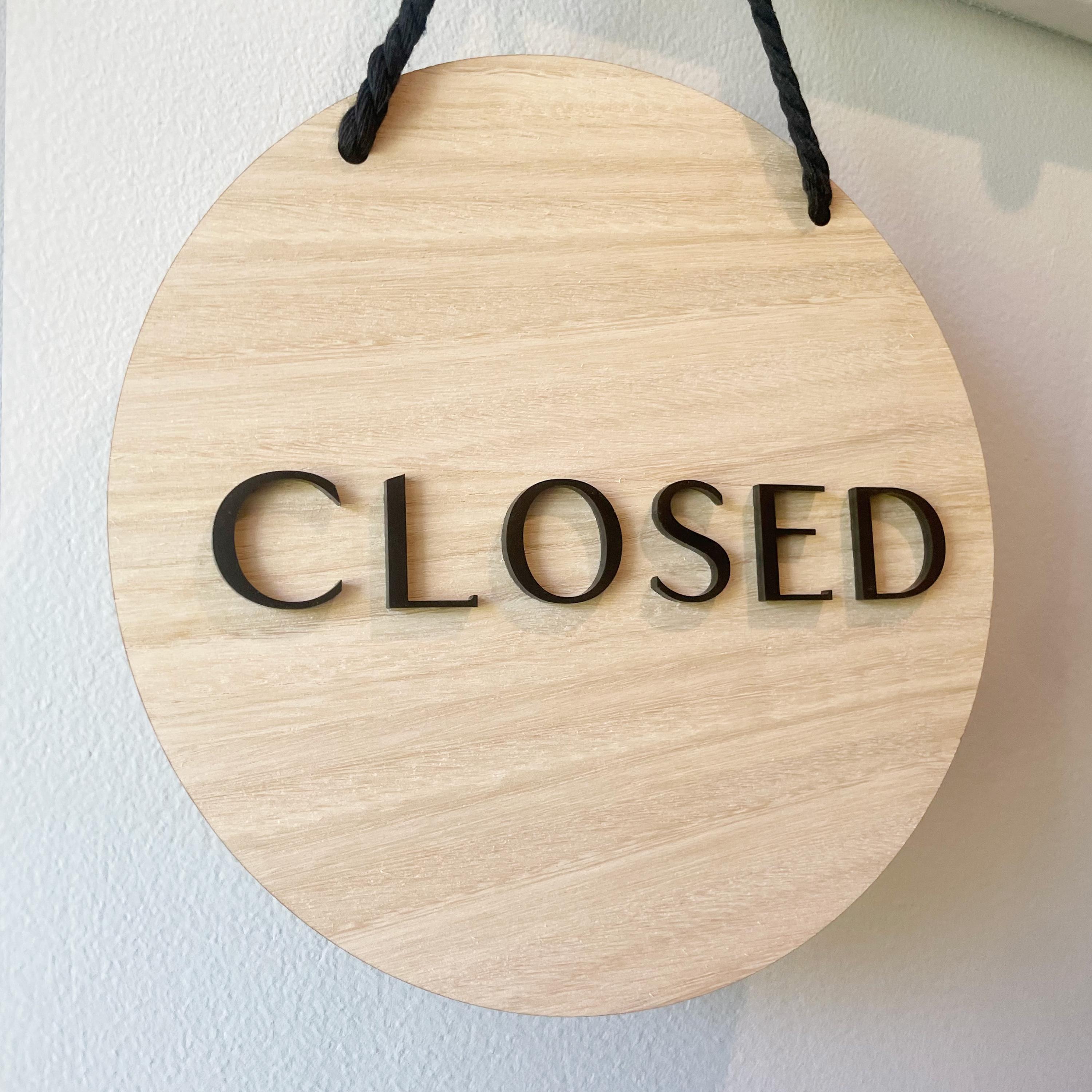 Open Closed Wooden Business Sign | Custom Double-sided Business