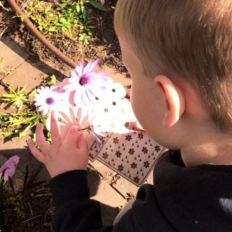 Flower Collector Wood Nature Play Adventure Board Nature walk Kids Nature Gift Garden Scavenger Hunt Board image 7