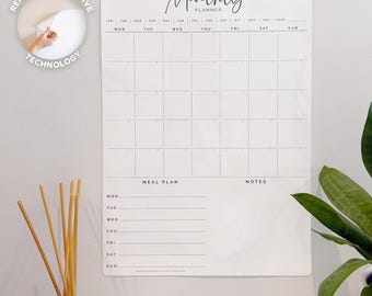 Custom Portrait A3 REMOVABLE Whiteboard Planner | Weekly Meal Plan and Notes Section