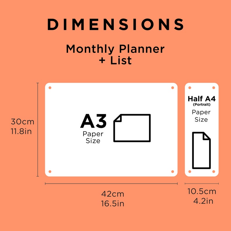 Monthly Magnetic Fridge Acrylic Planner A3 WHITE UV print ORIGINAL design acrylic whiteboard calendar family organiser fridge list image 6