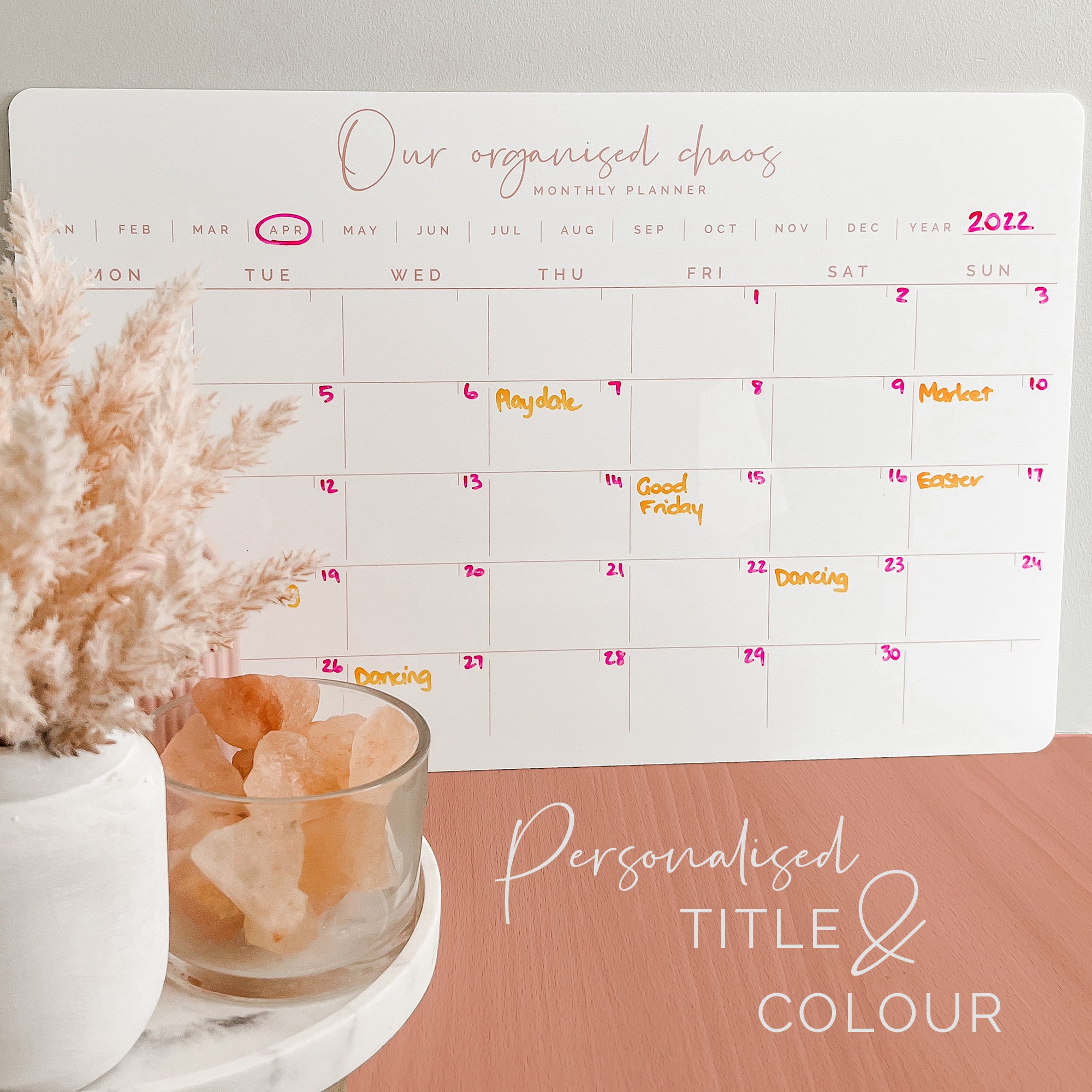 Custom Monthly Wall Planner Acrylic Whiteboard Calendar Etsy Australia