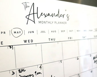 Custom monthly fridge planner - magnetic whiteboard calendar - family organiser