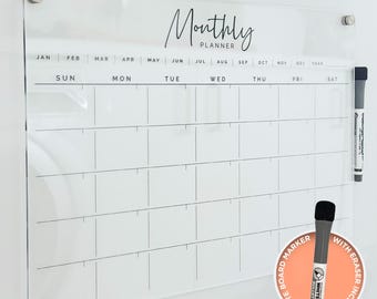 A3 Monthly Magnetic Fridge Acrylic Planner - BLACK UV Print