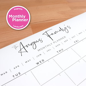 Custom monthly fridge planner - magnetic whiteboard calendar - family organiser