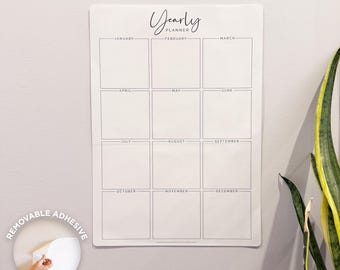 Custom Yearly Planner | REMOVABLE ADHESIVE Whiteboard Year Calendar | Family Organiser | Birthday & Event Organiser and Calendar