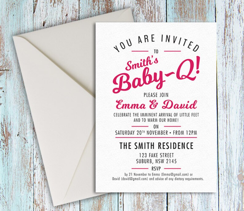 Printed BABY-Q Baby Shower Invite Envelope Couples Shower - Etsy