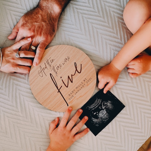 Personalized "And Then There Were..." Pregnancy Announcement Plaque