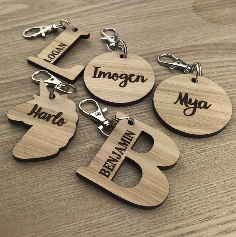 Personalised laser cut bag tag/ key ring for kids school bag Etsy