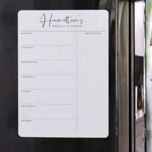 Custom Weekly Fridge Planner - Magnetic Whiteboard Calendar with Notes Section - Family Organiser for Fridge - Daily Organiser